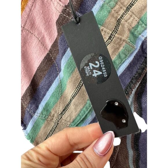 Joe's Jeans Denim Jean Cutoff Multi-Color Striped Waist Low Rise Shorts 24 New - Picture 7 of 7